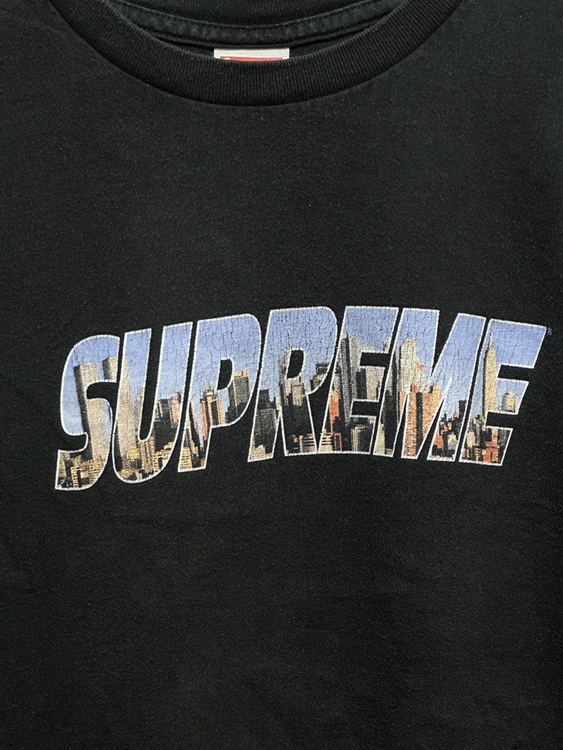 Supreme City Arc Logo Tee (Category: Tshirts & Polo Shirts ) located in Buenavista. Submitted by themodernrack (Listing ID 1460795924, Image 2). Description: Brand: Supreme Color: Black Style: Streetwear Graphic Tee (Features the New York skyline cityscape arc logo printed across the chest and original double-sided tag with authentic faint watermark) Tag Size: Large (L) (Fits Large / slightly boxy; see measurements) Condition: Good used condition