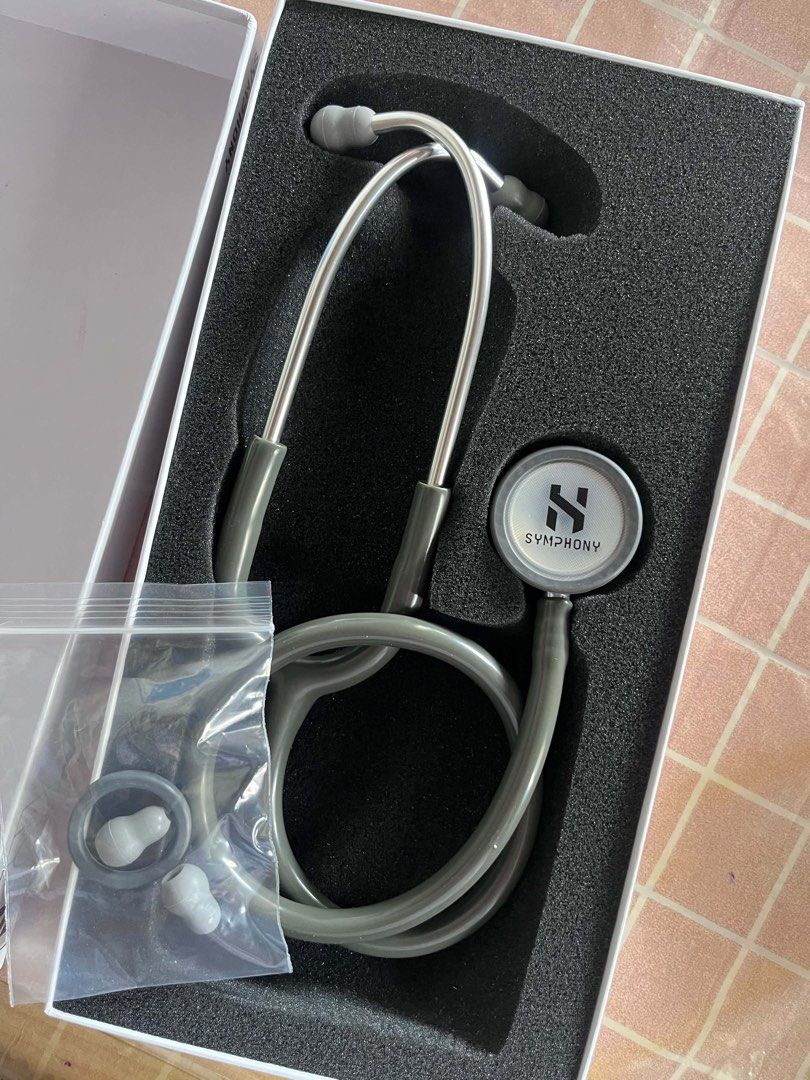 Symphony Stethoscope Grey - Medical Equipment (Category: Medical Supplies & Tools) located in Manila. Submitted by winedinesixtynine (Listing ID 1460723165, Image 2). Description: - Symphony stethoscope in grey - Comes in original packaging - Includes extra ear tips - Ideal for medical professionals and students - High-quality acoustic design for clear sound - Ready for its new owner.