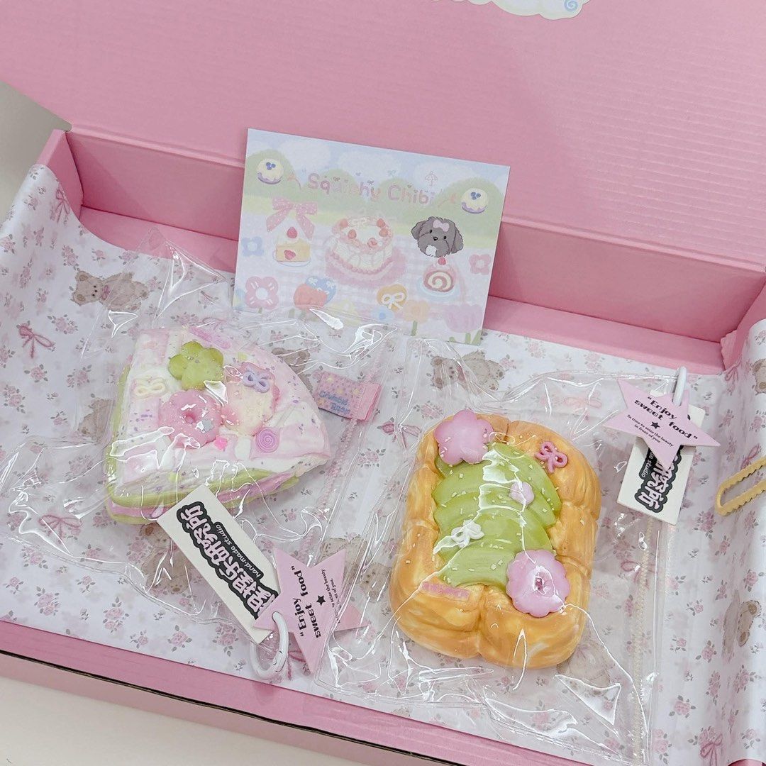 Taba Squishy (Category: Designer & Blind Box Toys) located in Mabalacat. Submitted by ayenpalo (Listing ID 1460789657, Image 3). Description: Texture: Soft, fluffy, and creamy with that whipped-cream feel ˚ ༘ ೀ⋆｡˚ - Crumble Room Sakura Matcha Triangle Cake — ₱1,000 - Crumble Room Sakura Matcha Toast — ₱1,000 - Tian Mao Kitty Swiss Roll — ₱900 .