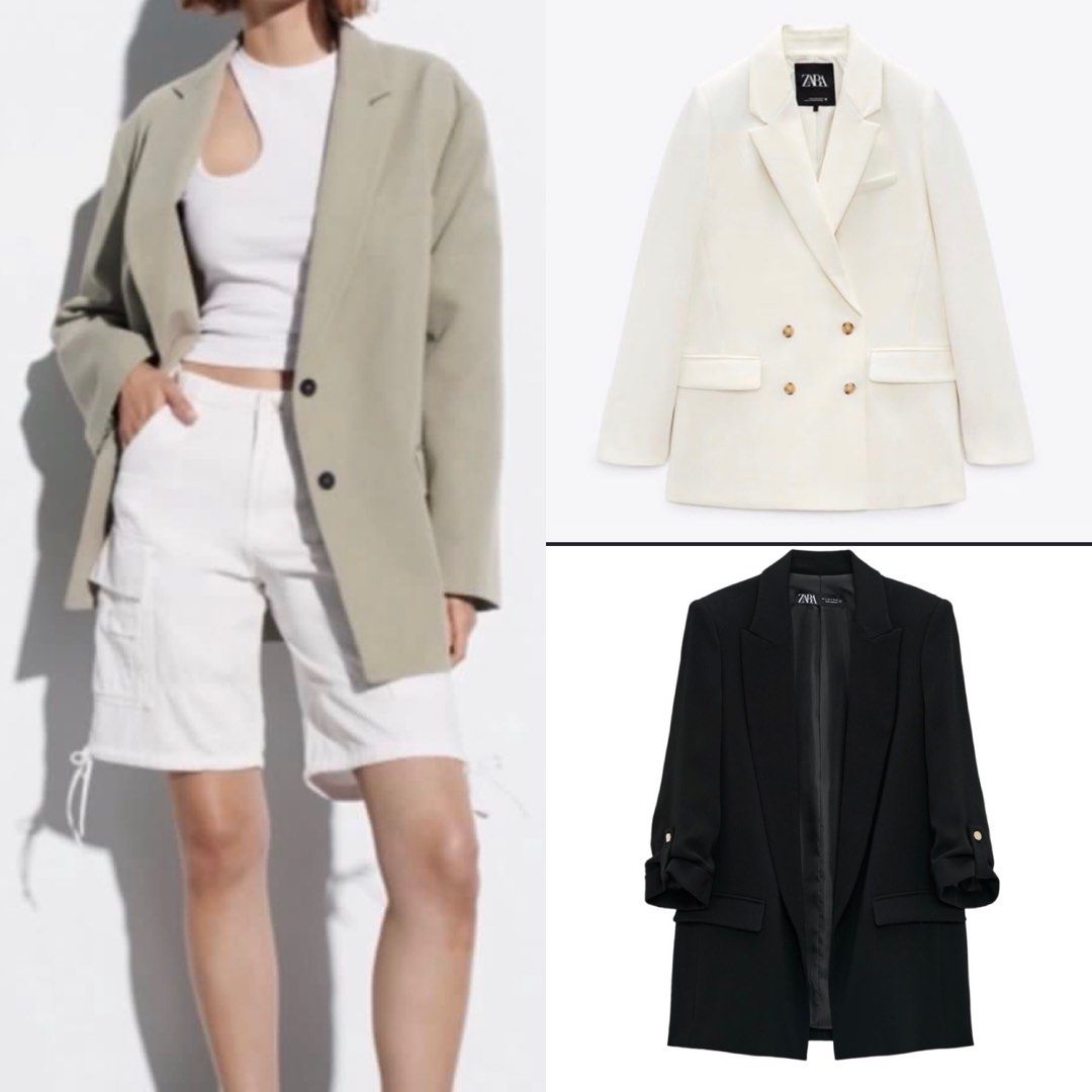 Take All ZARA Blazers (Category: Coats, Jackets and Outerwear) located in Cebu City. Submitted by jad088 (Listing ID 1460743166, Image 1). Description: - Zara Cream Double-Breasted Blazer - Size: S - Button Closure - Two Front Pockets - Fully Lined Zara Oversized Linen Blend Blazer Khaki Green Size XS- S on tag Zara Black Blazer Size Small .