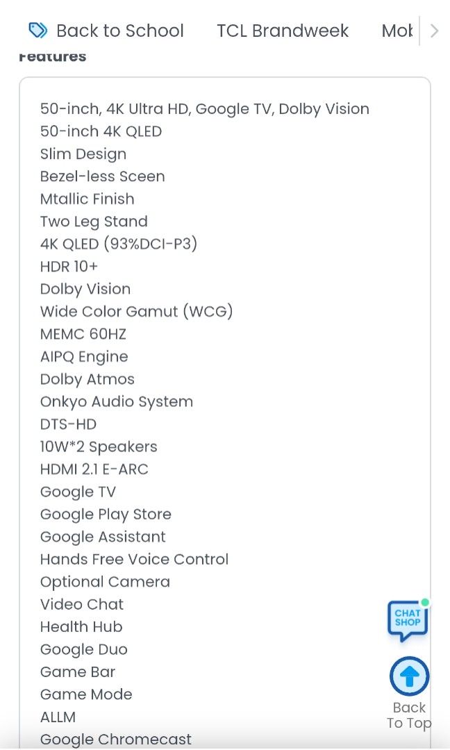 TCL QLED 55INCH (Category: TV) located in Manila. Submitted by whennyocla06456 (Listing ID 1460918591, Image 1). Description: RUSH SELLING PO. Kasi Hindi namam siya na gagamit. purchased 27k STILL NEGOOO. Remote is broken but I can purchase a new one if sure buyer ka.