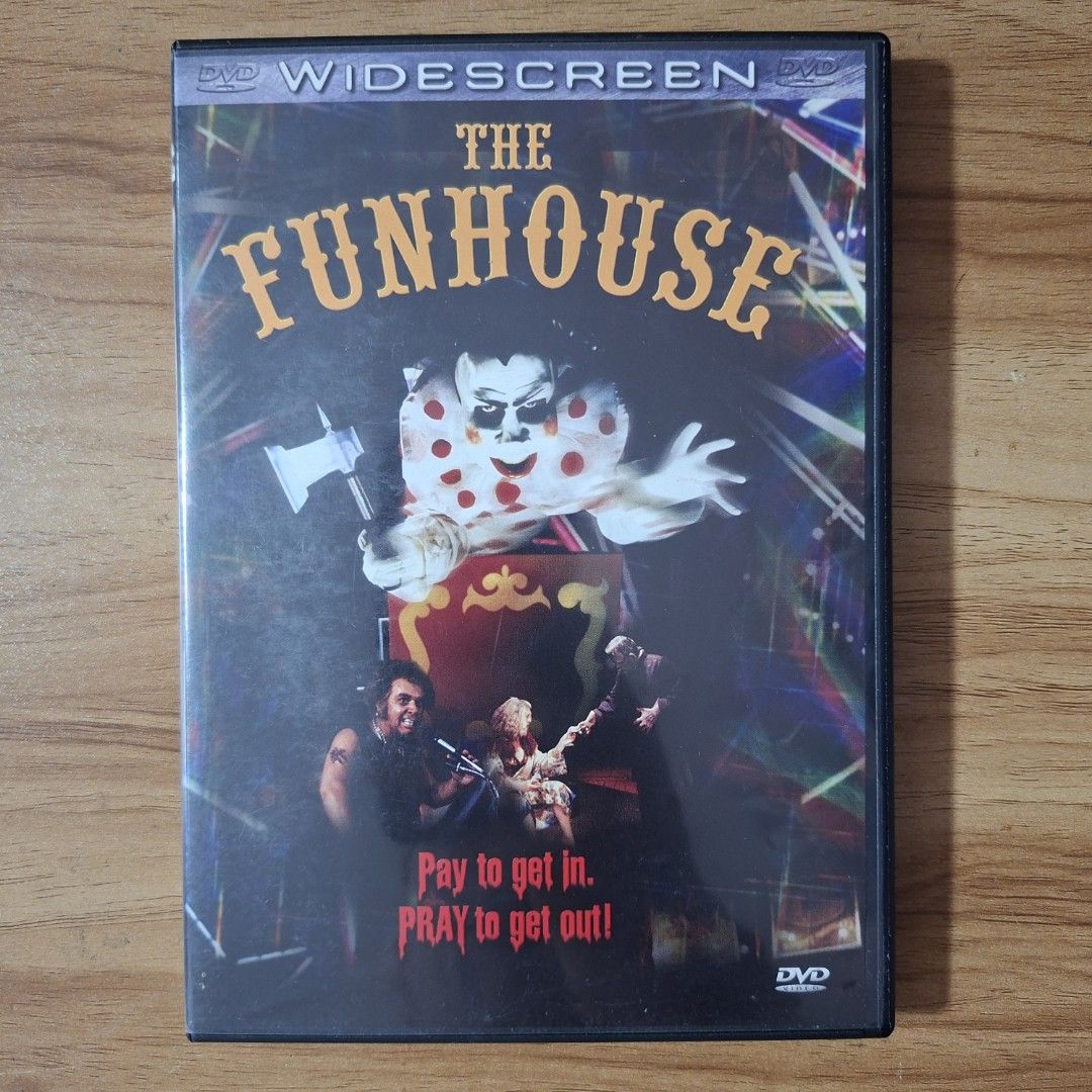 The Funhouse Widescreen DVD (Category: CDs & DVDs) located in Kabankalan. Submitted by Videoshop.ph (Listing ID 1460723830, Image 1). Description: Classic horror movie, The Funhouse. This is the widescreen DVD version. Features a creepy clown and a tagline that says 'Pay to get in. PRAY to get out!'. A must-have for horror fans..