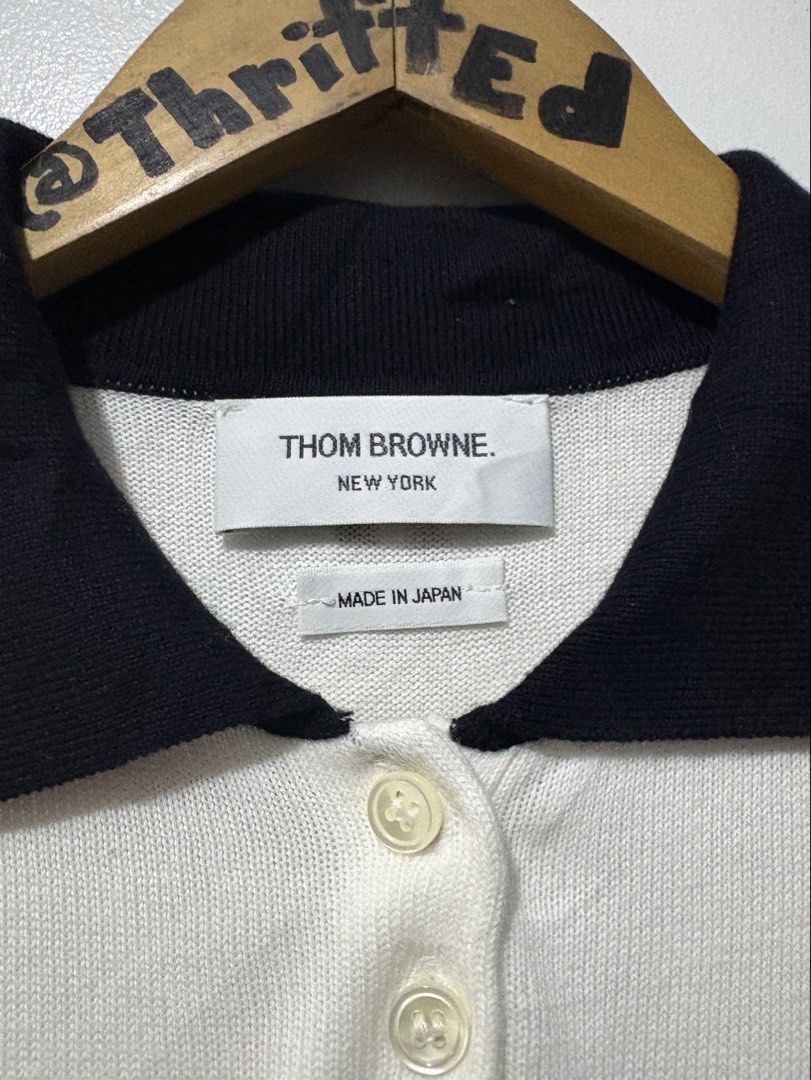 Thom Browne Hector Intarsia Knitted Polo (Category: Shirts) located in Makati City. Submitted by ThriftedGoods (Listing ID 1460857742, Image 3). Description: Feel free to ask for more detailed photos In excellent condition No issues Length-25 Width-18.