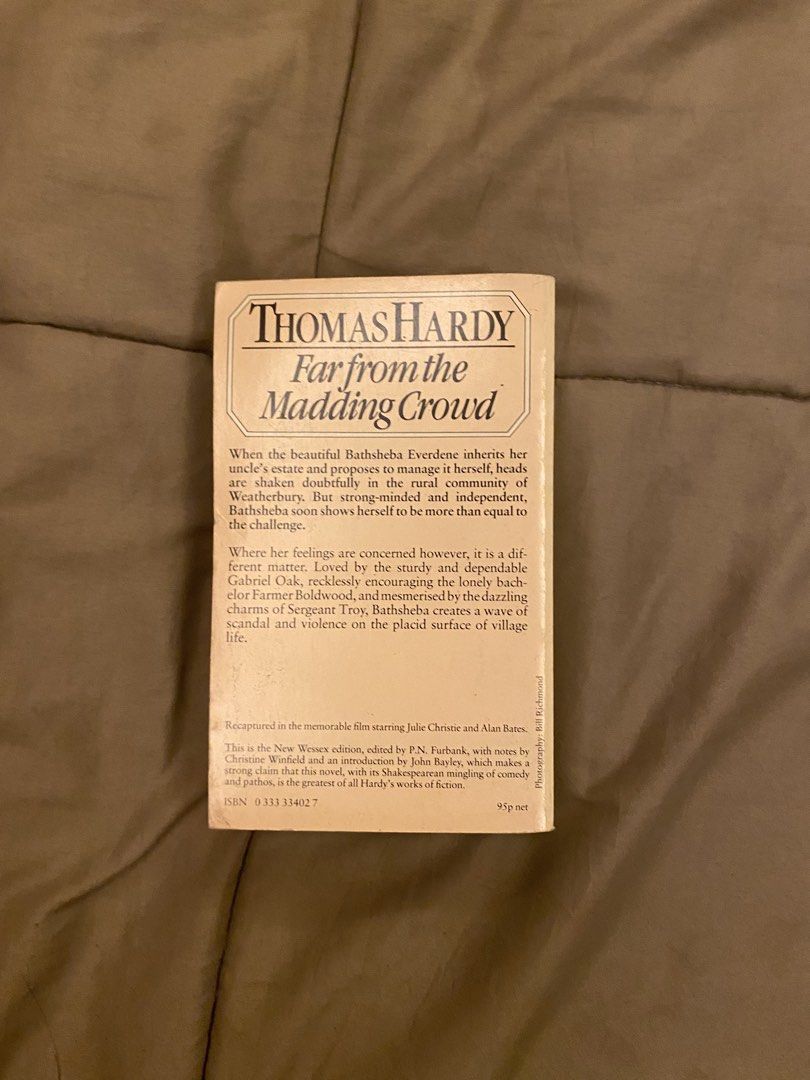 Thomas Hardy Far from the Madding Crowd Paperback Book (Category: Storybooks) located in Caloocan City. Submitted by lienzonius (Listing ID 1460735146, Image 3). Description: - Classic novel by Thomas Hardy - New Wessex edition, edited by P.N. Furbank - Paperback format - Ideal for fans of classic literature and historical fiction - A timeless story.