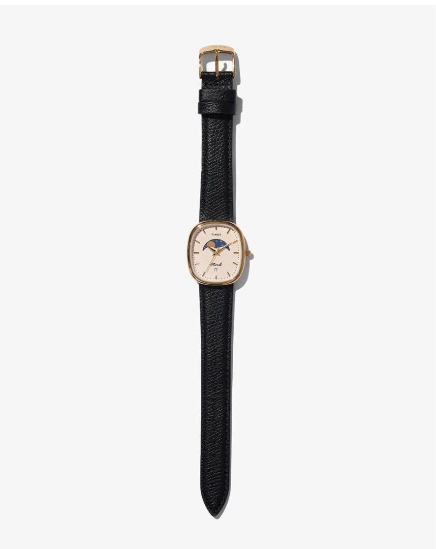 Timex x Noah Oval Moon Phase Watch Black/Gold (Category: Men's Watches) located in Cavite. Submitted by nathanluis (Listing ID 1460733900, Image 3). Description: ‼️‼️NEGOTIABLE ‼️‼️ Made exclusively for Noah by Timex Quartz movement Gold-plated stainless steel case and buckle for Black / Gold, stainless steel case for Brown / Silver Mineral glass lens Pebbled leather strap Moon phase feature and date window 30m water resistant 31 x 35 mm case 18m