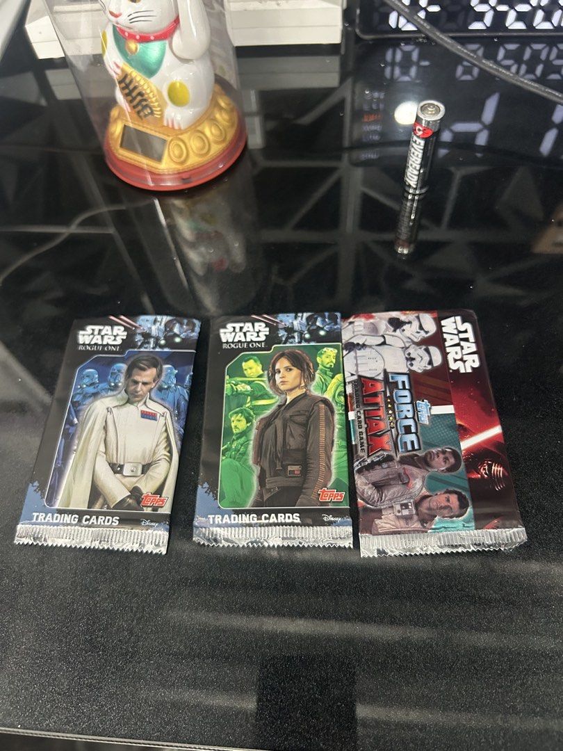 Topps Star Wars Rogue One Trading Cards (Category: Raw Singles) located in General Trias. Submitted by aprilocampo0412 (Listing ID 1460793082, Image 1). Description: Topps Star Wars Rogue One Trading Cards All opened, 5pcs each set, may rare card per pack 250 per pack Loc Tanza Cavite.
