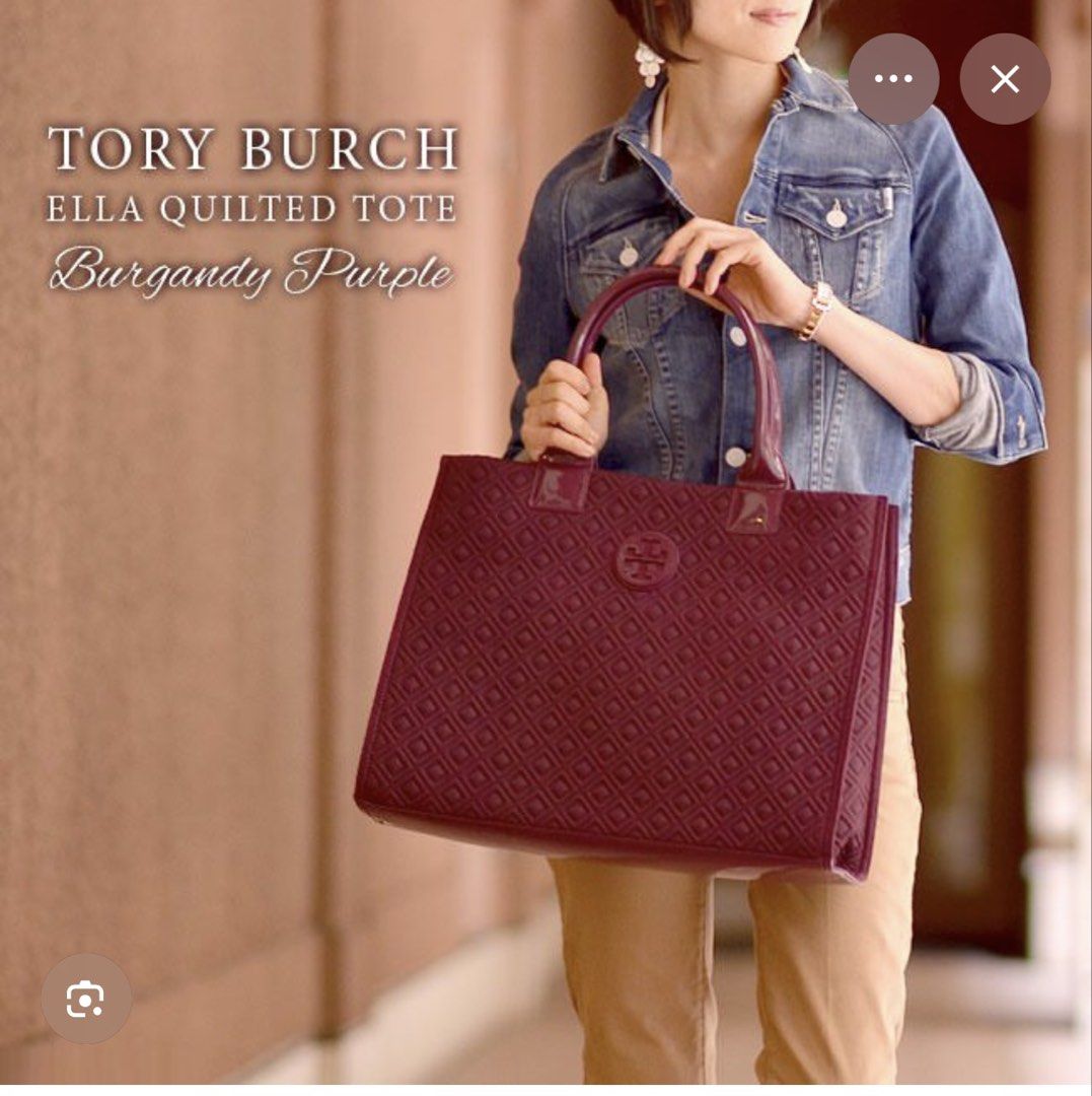 Tory Burch Ella Quilted Tote Bag (Category: Luxury Bags & Wallets) located in Paranaque City. Submitted by shopnichoppy (Listing ID 1460739648, Image 2). Description: - Vibrant blue Tory Burch Ella Quilted Tote - Spacious design - Signature quilted exterior with Tory Burch logo - Interior features multiple pockets and a zippered compartment for organization - Sleek patent leather trim and handles - Ideal for everyday use or travel.