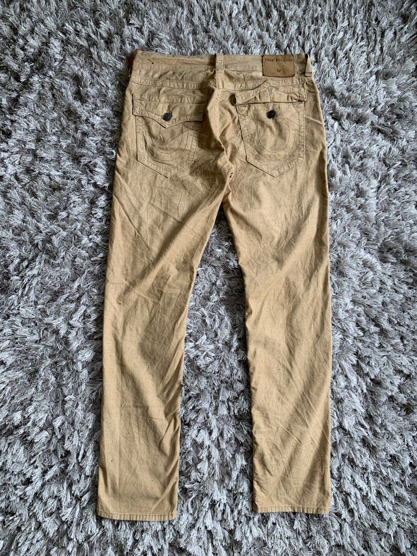 True Religion Relaxed Slim Khaki (Category: Jeans) located in Cagayan de Oro. Submitted by densho69 (Listing ID 1460730231, Image 2). Description: Waist: 34-35 Length: 49 Thigh: 11 Leg open: 7 Color&Condi: 8.5/10 Issue: need wash, minimal sign of usage.