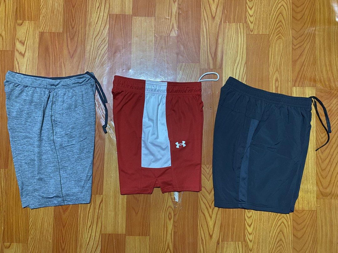 Under Armour & Other Athletic Shorts Bundle (Category: Shorts) located in Cebu City. Submitted by monflor (Listing ID 1460901419, Image 1). Description: - Bundle of three athletic shorts - Includes one grey (uniqlo)pair, one red and white Under Armour pair(UA), and one darkgrey(Lativ) pair - All feature elastic waistbands with drawstrings Size small - Perfect for workouts or lounging Good condition No issues .