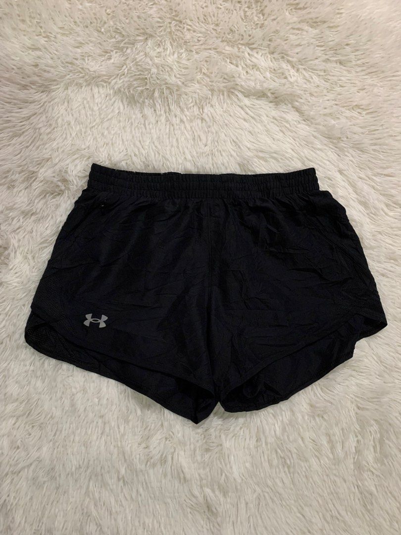 Under Armour Black Running Shorts (Category: Activewear) located in Iba. Submitted by thriftcoyan (Listing ID 1460725599, Image 1). Description: - Black Under Armour running shorts - Elastic waistband with drawstring - Small Under Armour logo on left leg - Mesh detailing on the side - Ideal for workouts or casual wear -Size 30-32 -length 12 -Excellent condition black na black pa.