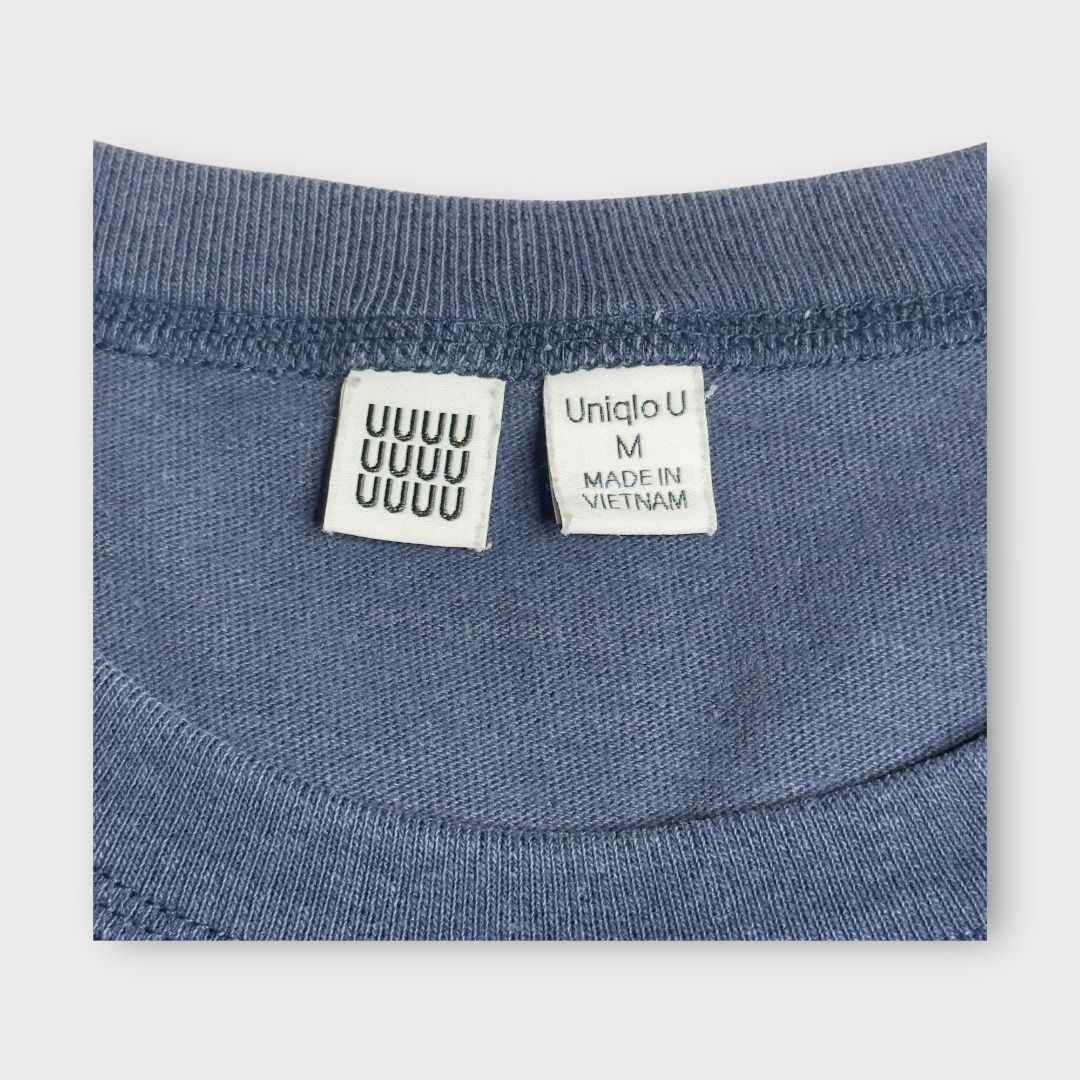 Uniqlo U Blue T-Shirt (Category: Tshirts & Polo Shirts ) located in Rizal. Submitted by thebargainbin. (Listing ID 1460728488, Image 3). Description: Uniqlo U Blue T-Shirt Shoulder Width: 18 inches Chest Width: 19 inches Length: 25.5 inches Best Fits: Small Size on Tag: M Condition: Excellent Issues: none Price: 149 - Color may vary due to lighting - Re-evaluate the description and photos before buying - Items are thrifted/pre-loved so please man