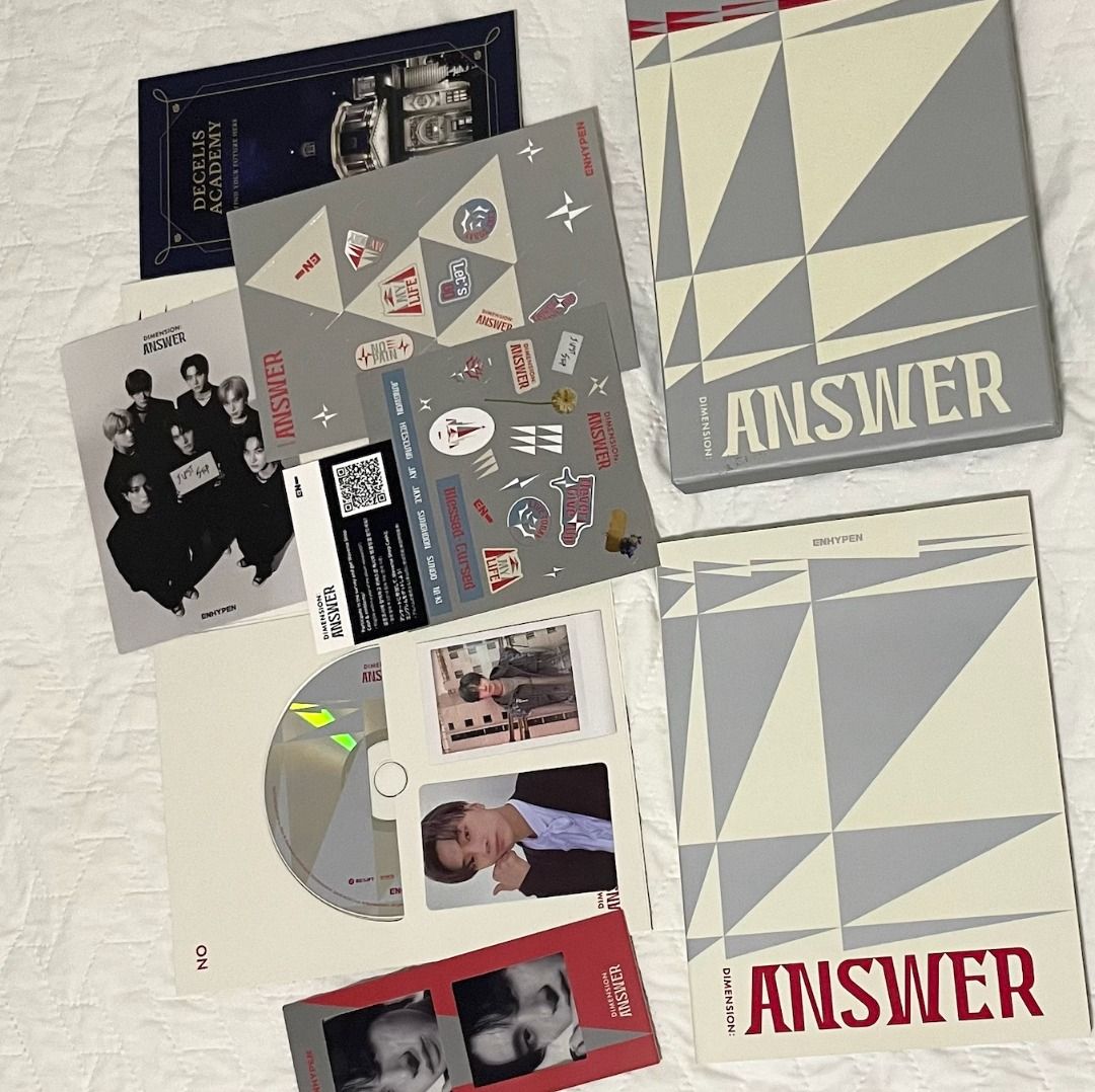 ENHYPEN DIMENSION: ANSWER No Ver. (w photocards) (Category: K-Wave Merchandise) located in Cebu City. Submitted by mehoyminoy (Listing ID 1460851675, Image 1). Description: wts lfb fs enhypen jungwon heeseung jay jake sunghoon sunoo niki all mint condition, handled with care inclusions as seen in photos pm me for inquiries or more photos! 💰MOP: Gcash 📦MOD: Lalamove/Grab, J&T, LBC (sf shouldered by buyer) 📍LOC: Cebu RFS: decluttering, need fund