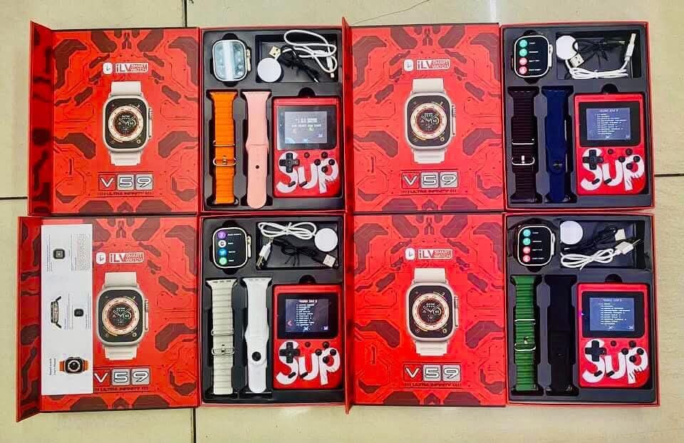 V59 Ultra Infinity Smartwatch & SUP Game Console Bundle (Category: Nintendo) located in Manila. Submitted by ddg_s (Listing ID 1460903147, Image 1). Description: (V59 ultra infinite) 🅿️3000 set 🩸smart watch (ultra 2 ) wereless charging space aluminum case gift of set content game box Sup game box with 400 games 📌400 games in device 📌Double handheld game, 🩸Latest version (ultra 2 ) 🩸app’s code-fitpro 🩸size/49MM space titanium case 🩸android