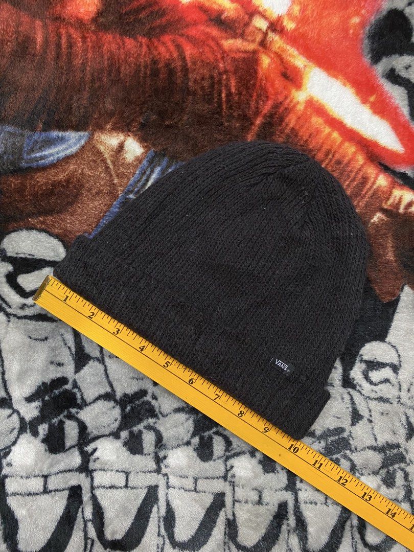 Vans Black, Beanie hat (Category: Beanies) located in Cavite. Submitted by jc_thrift95 (Listing ID 1460777920, Image 2). Description: - A black Vans Core Basic Cuff Beanie featuring a classic ribbed knit and a small woven logo tag on the folded cuff. - Lightly used (fluff) - Color rate 8/10 - See details picture for dimes..