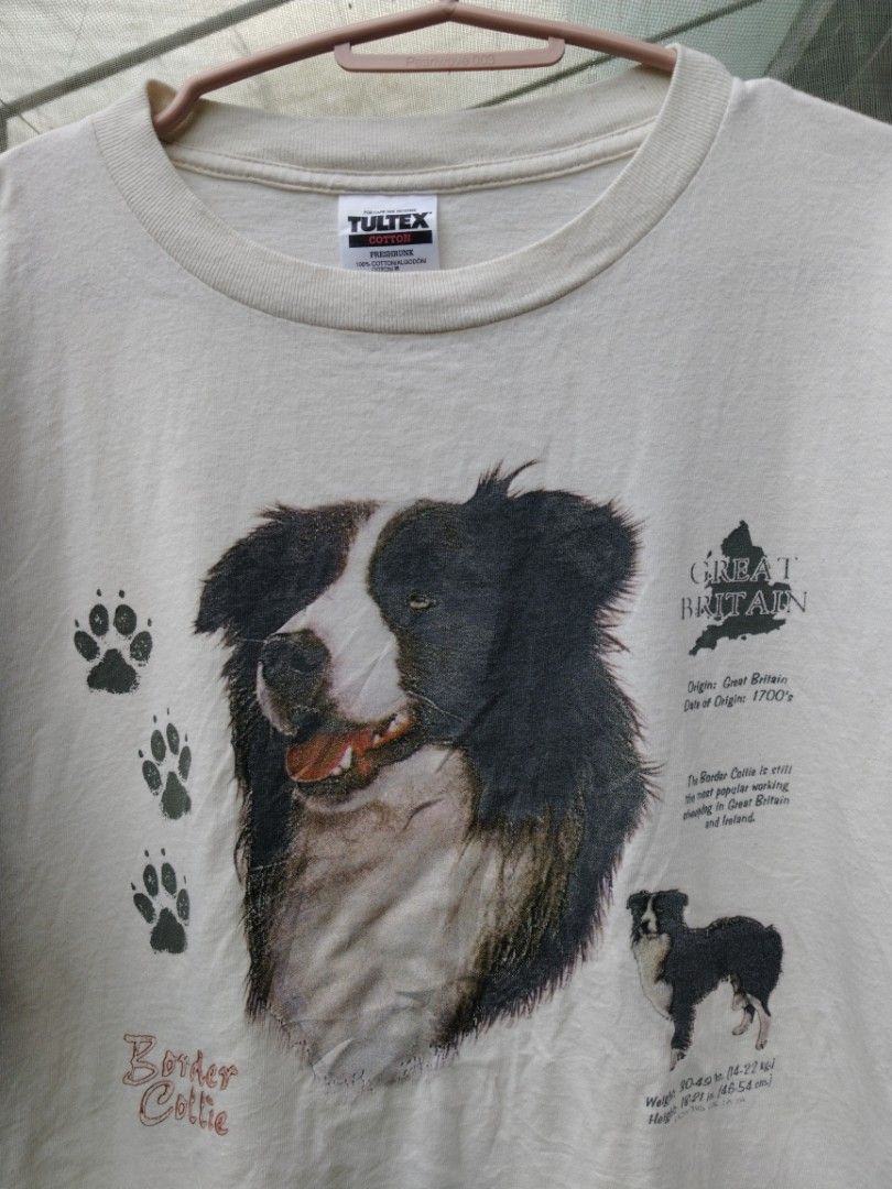 Vintage dog tee border collie (Category: Tshirts & Polo Shirts ) located in Legazpi City. Submitted by genobecollectives (Listing ID 1460717476, Image 2). Description: Vintage border collie dog tee 800 free ship size large 21 x 29 very good condition cream actual color dm📩.