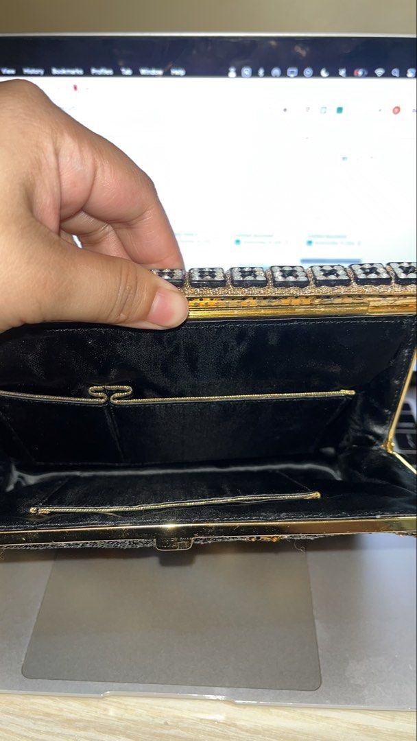 Vintage fully beaded small ibiza bag (Category: Purses & Pouches) located in Tanauan. Submitted by londonscuratedcloset (Listing ID 1460792438, Image 3). Description: - Vintage fully beaded small bag - Ibiza style - Intricate beadwork with geometric and floral patterns - Colors: Black, gold, silver - Small size, perfect for essentials - Ships via Lalamove/J&T.