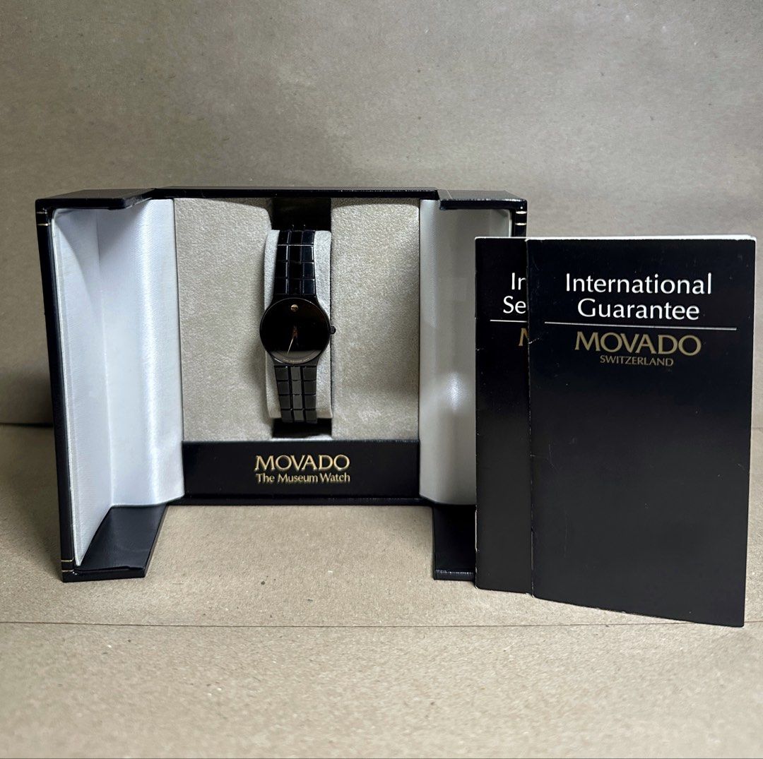 Vintage Movado Watch Black (Category: Men's Watches) located in Pasig City. Submitted by d.buynseller (Listing ID 1460810905, Image 1). Description: + Vintage Museum watch Model #: MOVADO 84-40-850-A 32mm Lady Owned Quartz (Early ‘90s) P15,000 NEGOTIABLE Preloved (excellent condition) with Box and Papers.