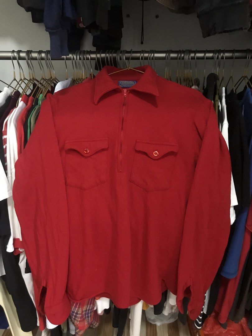 Vintage Pendleton Red Quarterzip (Category: Tshirts & Polo Shirts ) located in Manila. Submitted by terlterlterl (Listing ID 1460884480, Image 1). Description: 25x17 small pinhole wool fabric no other issue presumed 1960s vtg.
