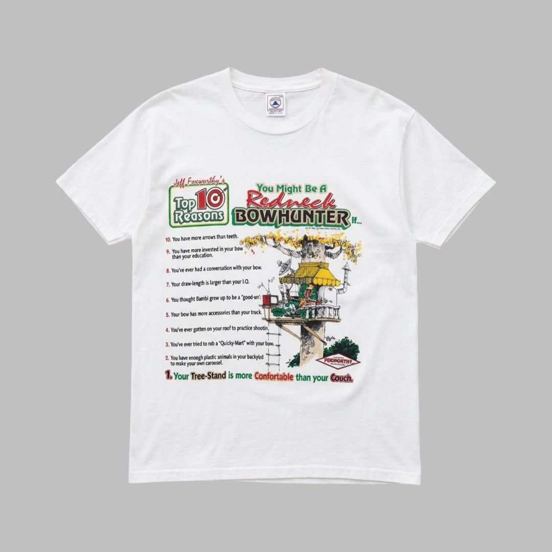 Vtg Jeff foxworthy DATED 1998 (Category: Tshirts & Polo Shirts ) located in Dagupan City. Submitted by old_soul_finds.ph (Listing ID 1460882064, Image 1). Description: Dimensions : L32 x W27 Color Rate : 9.5 / 10 Issues : ❌ Excellent condition Mine for only ₱400 📍Loc : Pangasinan MOP : Gcash MOD : J&T express / Ava pasabay if around Pangasinan.