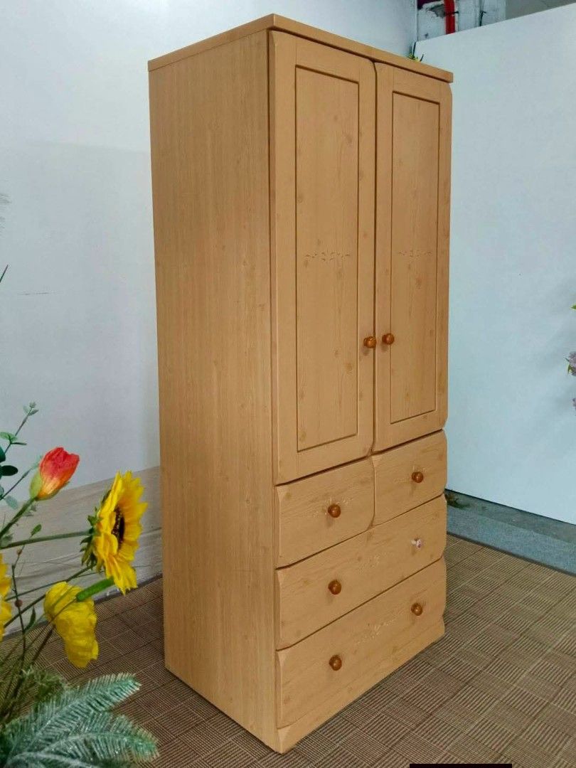 Wardrobe (Category: Shelves, Cabinets & Racks) located in Meycauayan. Submitted by marygracecasimiro (Listing ID 1460902229, Image 3). Description: SOLID WOOD 2-Door Wardrobe w/ Drawers 32”L x 22”W x 75”H Php 10,900💚.