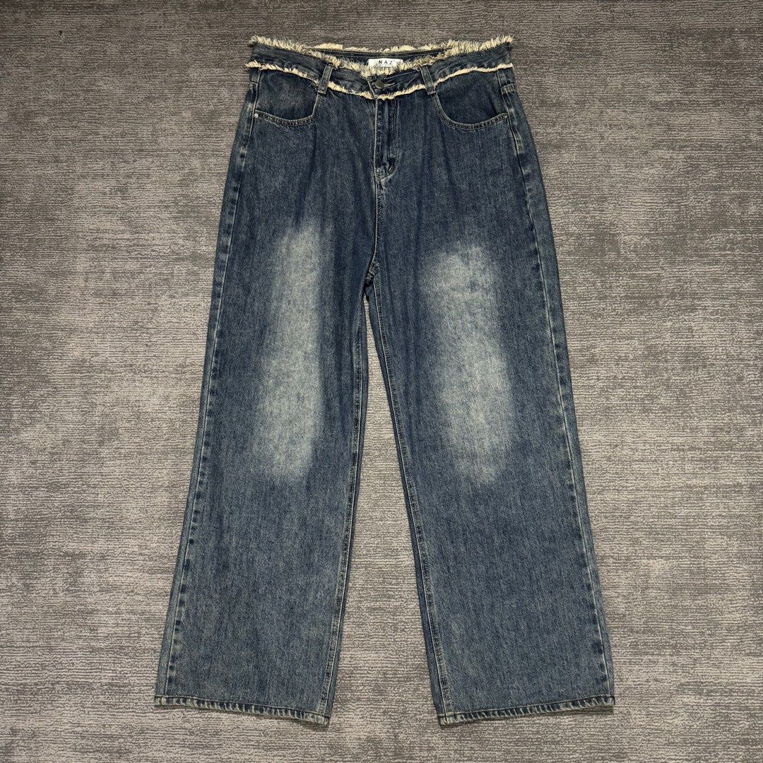 Washed denim baggy pants (Category: Activewear) located in San Carlos. Submitted by used.but.not.abused. (Listing ID 1460821354, Image 3). Description: Bottom: washed denim baggy pants Waist: 30-36 Length: 43 Thigh: 14 Hem: 11 Rise: 14 Condition: 9/10 Issue: none.