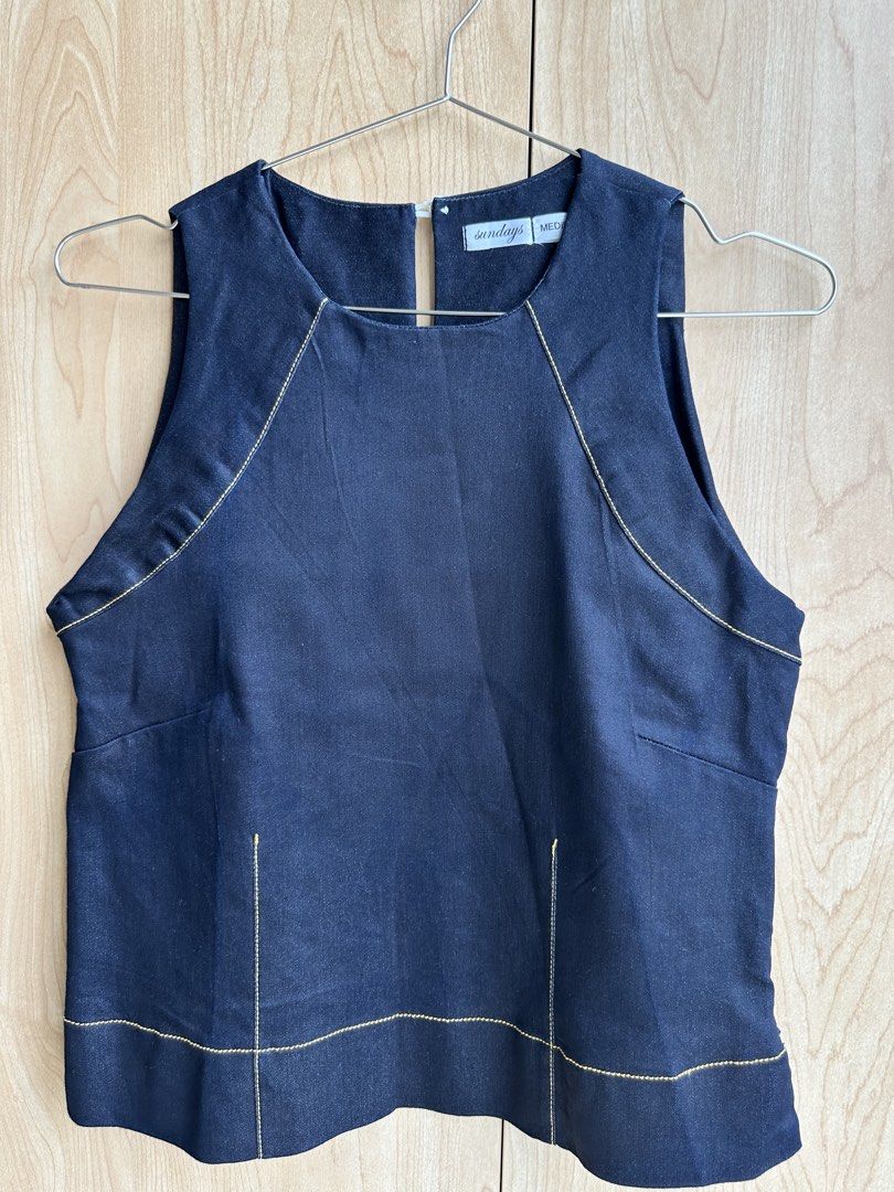 Wear Sundays Denim Top (Category: Sleeveless) located in Pasig City. Submitted by she__sells__ (Listing ID 1460735134, Image 1). Description: - Used only a couple of times - Perfect for casual wear or date nights ✨ - Price negotiable 🤝.