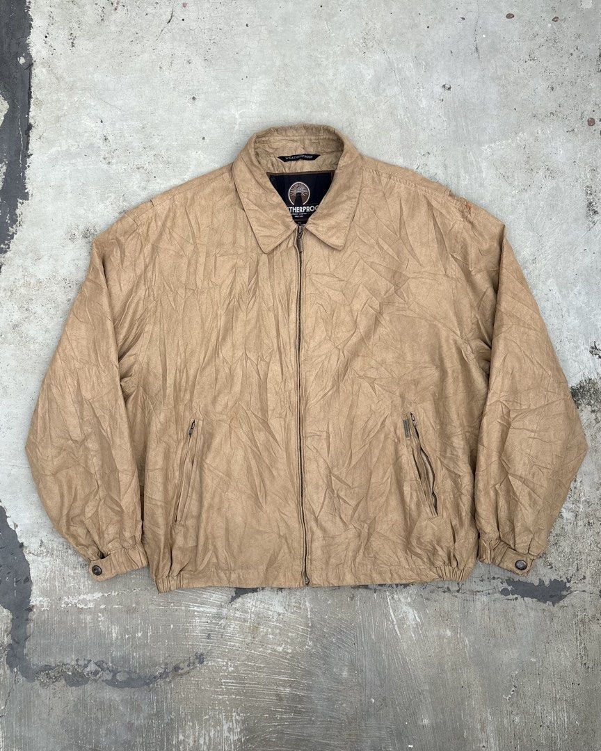 Weatherproof Tan Suede Zip Bomber Jacket (Category: Coats, Jackets and Outerwear) located in Calamba. Submitted by lyrons.wardrobe (Listing ID 1460804019, Image 1). Description: 9/10 28x27.5 Flaw: see last slide Must have piece!.