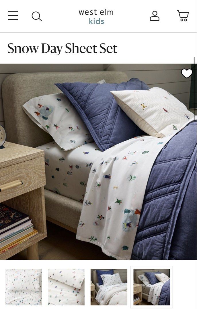 West Elm Snow Day Twin BedSheet (Category: Bedding & Towels) located in Calamba. Submitted by excelsheets (Listing ID 1460815751, Image 3). Description: Brand new Twin bedsheet only 39x75x11 inches 100% cotton Tag removed Fully garterized The fun, wintry illustrations bring festive cheer to your little one’s bed. Made from soft, breathable cotton. Crafted in a Fair Trade Certified™ factory. These are mall pull outs and surplus. It’s brand new and