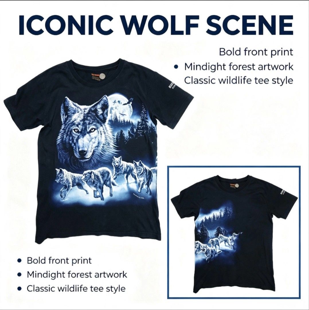Wild planet-Wolf Graphic Design (Category: Tshirts & Polo Shirts ) located in Sibalom. Submitted by jm.thrift07 (Listing ID 1460918985, Image 1). Description: EXCELLENT CONDITION 💯 SIZE:SMALL -MEDIUM ISSUE:LOOSE STITCHING.