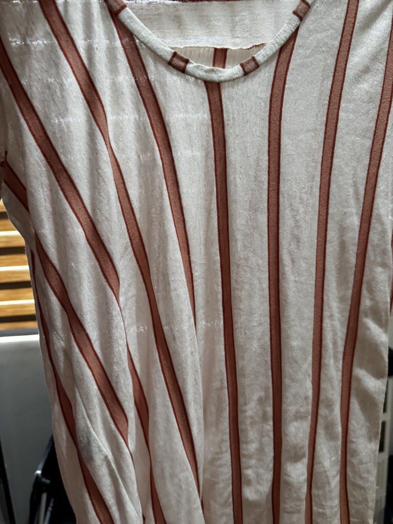 Women’s Lacoste Blouse (Category: Blouses) located in Quezon City. Submitted by vibelane_shop (Listing ID 1460850250, Image 3). Description: “This is a lightweight, semi-sheer top or shirt from Lacoste, featuring vertical stripes in white, pink, and orange tones. It is crafted from a breathable mesh knit or textured linen blend fabric, accented by the brand’s iconic embroidered crocodile logo matching the stripe color profile.If you are looking t