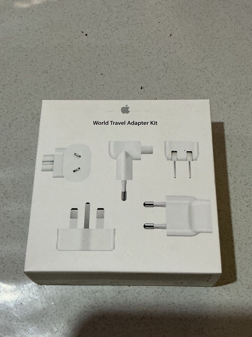 World Travel Adapter Kit/ AC Plugs (Category: Cables & Adaptors) located in Caloocan City. Submitted by kharyl_02 (Listing ID 1460740943, Image 2). Description: Apple AC Plugs / Duckheads (from World Travel Adapter Kit) Condition: Brand new, never used - bought July 2025, only used 1 plug *3x EU Plug for Spain/Europe, 1x UK Plug, 1x Australia/China + US plug *Compatible with MacBook, iPad, iPhone power adapter. Original Apple. Can do individual o