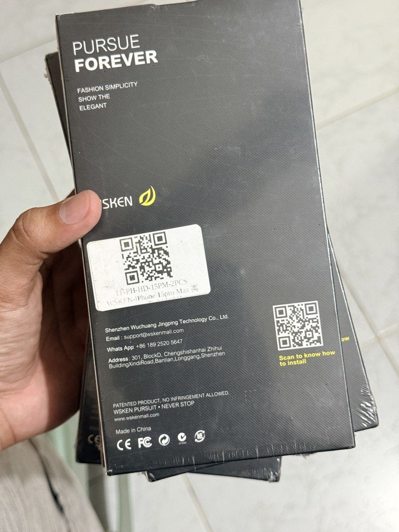 WSKEN iPhone 15 Pro Max Tempered Glass (Category: Other Mobile & Gadget Accessories) located in Pasay City. Submitted by tsjsofficialstore (Listing ID 1460724244, Image 3). Description: FOR SALE BRAND NEW SEALED WSKEN Tempered Glass for iPhone 15 Pro Max Quantity : 2pcs (each box) PICKUP @ MALIBAY PASAY.