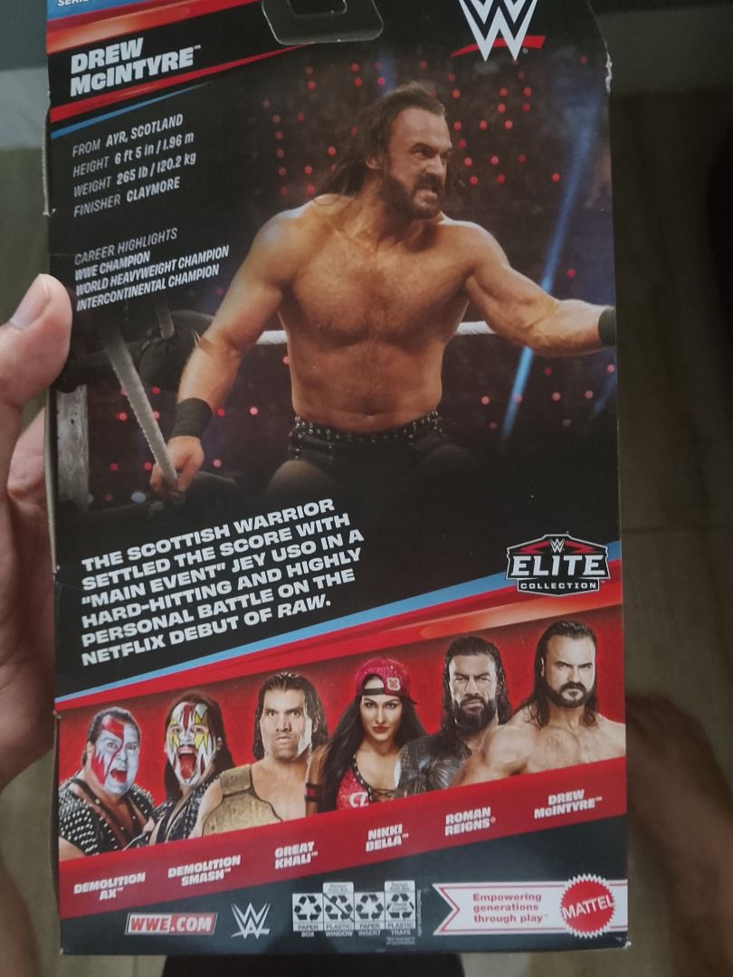 WWE Mattel Elite Drew McIntyre (Sealed) (Category: Action & Battle Toys) located in Manila. Submitted by barnesjame75271 (Listing ID 1460815634, Image 2). Description: For Sale: Drew McIntyre WWE Mattel Elite (sealed) Price: 1500 - misb - with wrench and table Loc: meetup: lrt gil puyat/ cash and carry makati/binan laguna - can also do lalamove transaction Message po if interested. Thanks 🙏🙏.