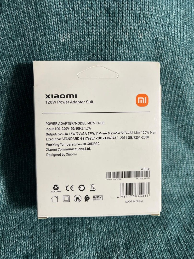 Xiaomi 120W Power Adapter Suit with Type-C Cable (Category: Chargers & Cables) located in Manila. Submitted by itsashy (Listing ID 1460757143, Image 2). Description: COD LALAMOVE MEET UP J&T.