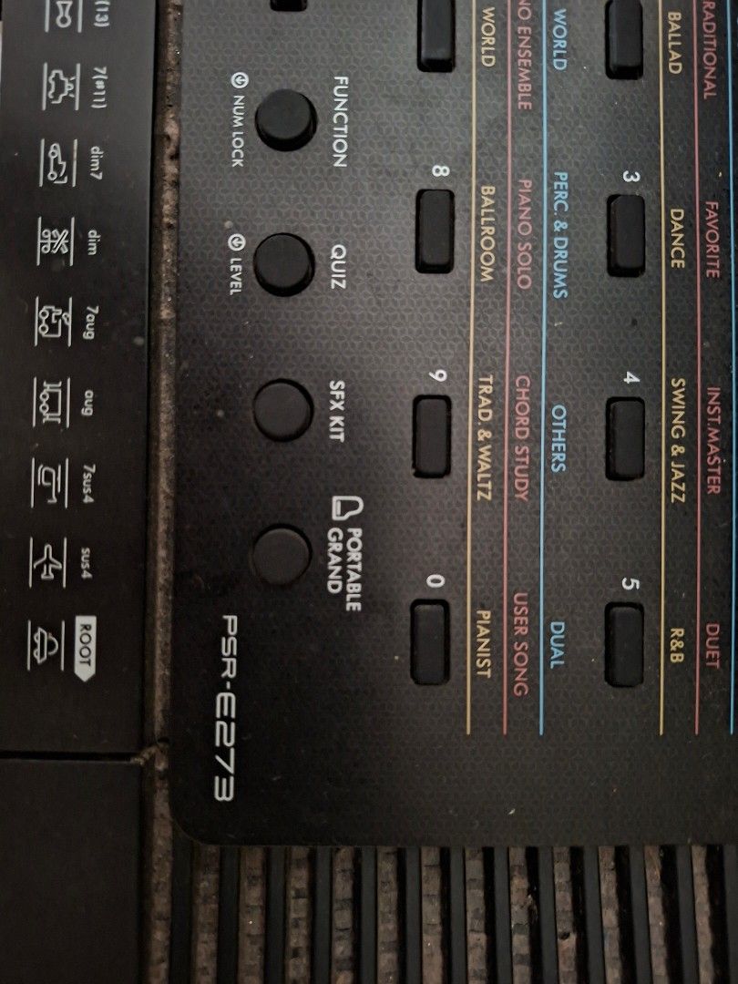 Yamaha PSR-E273 (Category: Musical Instruments) located in Manila. Submitted by lorrontheline (Listing ID 1460728844, Image 1). Description: Wala na po box tambak lang po kaya ma alikabok ,may adaptor pa po, sheet and stand..