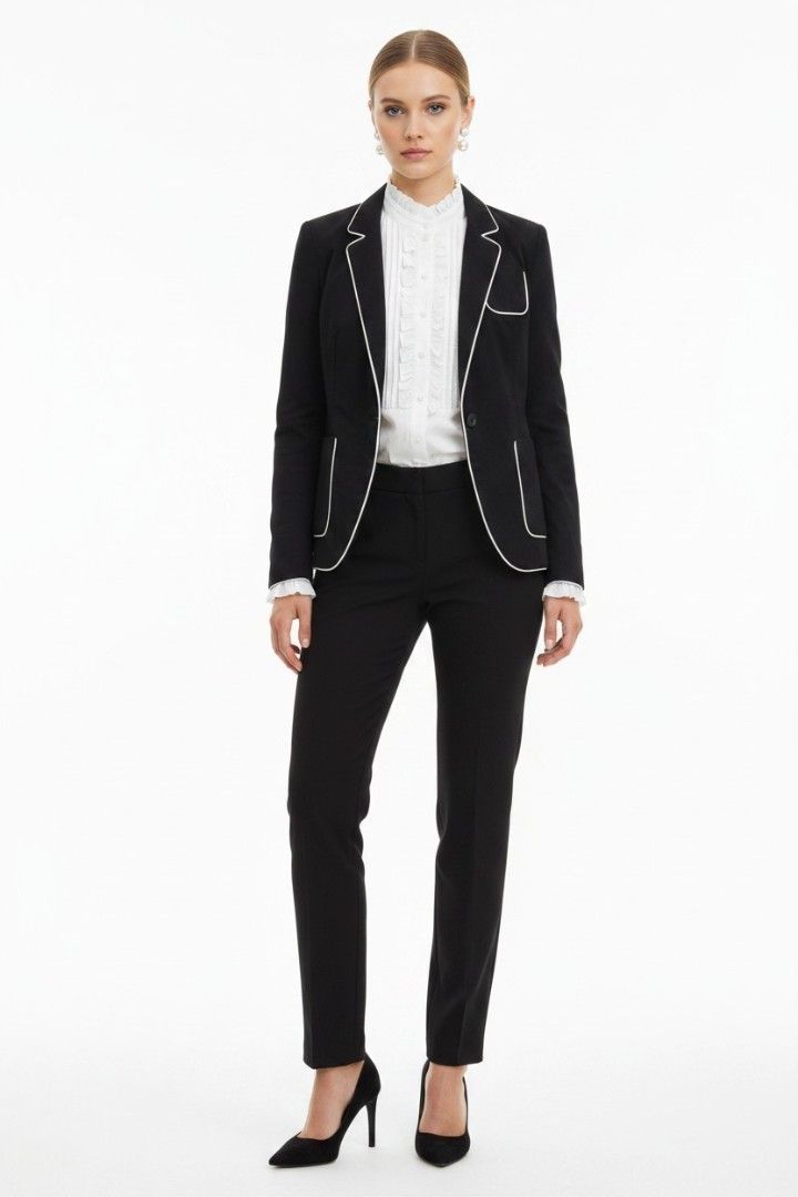 Zara black blazer white pipes (Category: Coats, Jackets and Outerwear) located in Batangas. Submitted by thevanitychamber (Listing ID 1460887536, Image 1). Description: .
