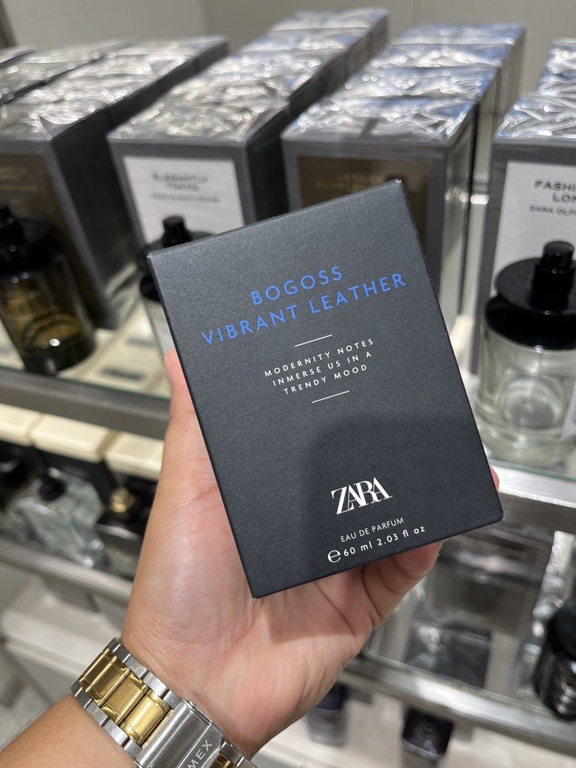 Zara Bogoss Vibrant Leather Eau de Parfum 60ml (Category: Fragrance & Deodorants) located in Manila. Submitted by styleit_shiela26 (Listing ID 1460817403, Image 1). Description: - Zara Bogoss Vibrant Leather Eau de Parfum - Notes: Modern and vibrant leather - Size: 60ml (2.03 fl oz) - Scent Profile: Trendy mood, great for everyday wear.