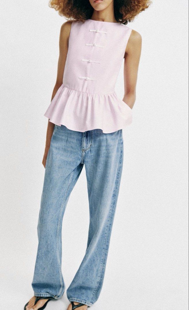 Zara peplum top (Category: Sleeveless) located in Pasig City. Submitted by redeem (Listing ID 1460837500, Image 2). Description: AVAILABLE ON HAND‼️ Brand new with tag‼️ Size: Medium Color: Pink .