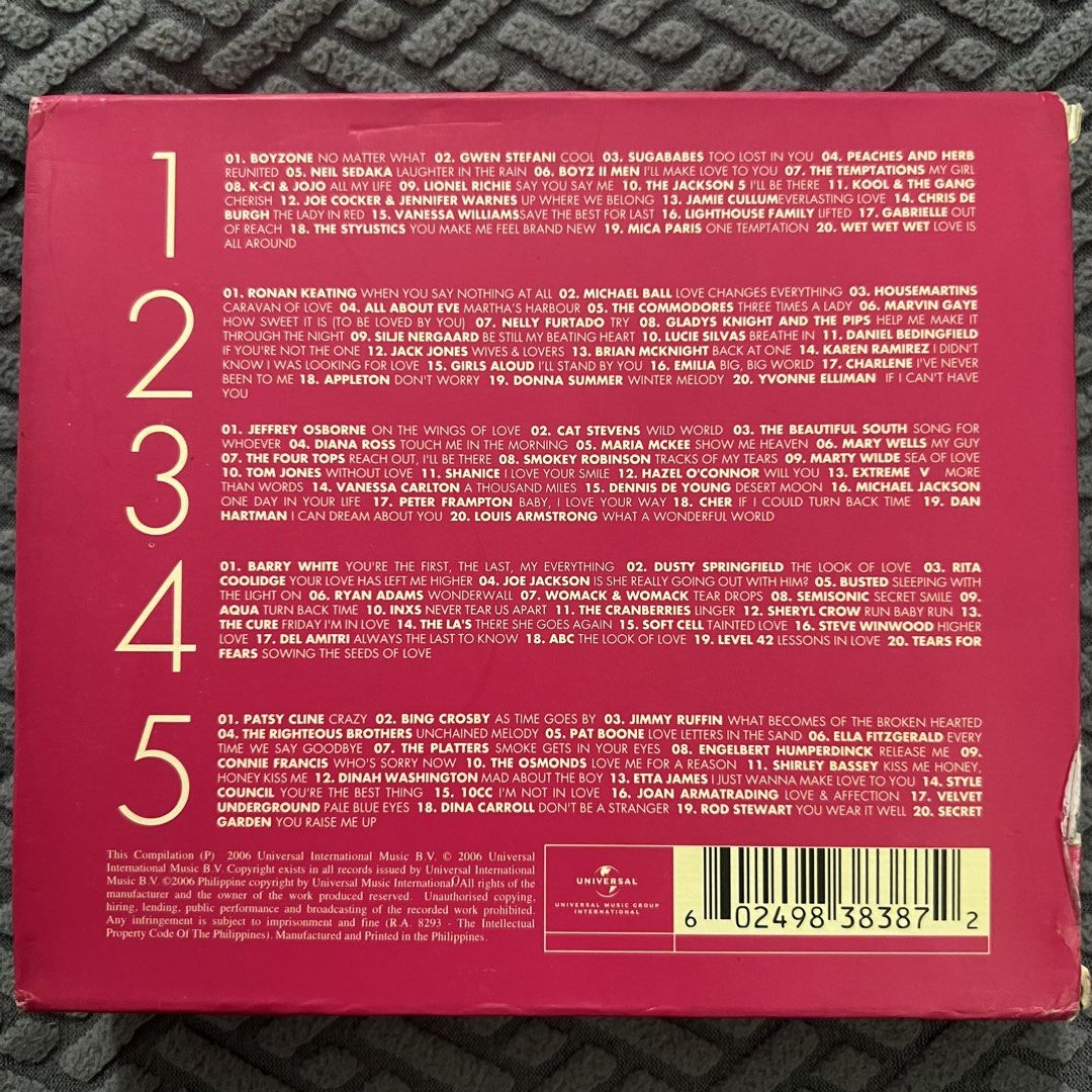 100 Essential Love Songs 🩷 (5 CD) (Category: CDs & DVDs) located in Caloocan City. Submitted by thelittlejewelcase (Listing ID 1461058080, Image 2). Description: .