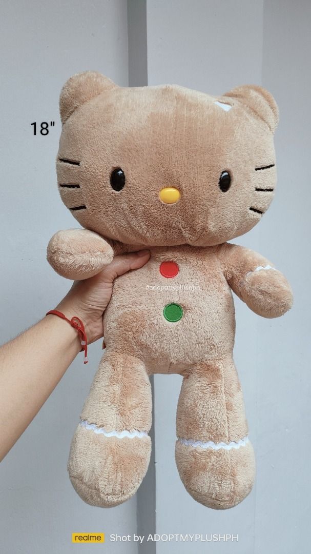 2012 Sanrio Gingerbread Hello Kitty plush (without bow) (Category: Plushies & Soft Toys) located in Taguig. Submitted by adopt.my.plush.ph (Listing ID 1461011007, Image 2). Description: Build-A-Bear Sanrio Gingerbread Hello Kitty plush released in 2012 18-inch brown plush styled like a gingerbread cookie with white icing accents and colorful button details on the chest. ‼️Last Price (LP) Posted. Fixed. Non-negotiable. Not subject to a bundle pric