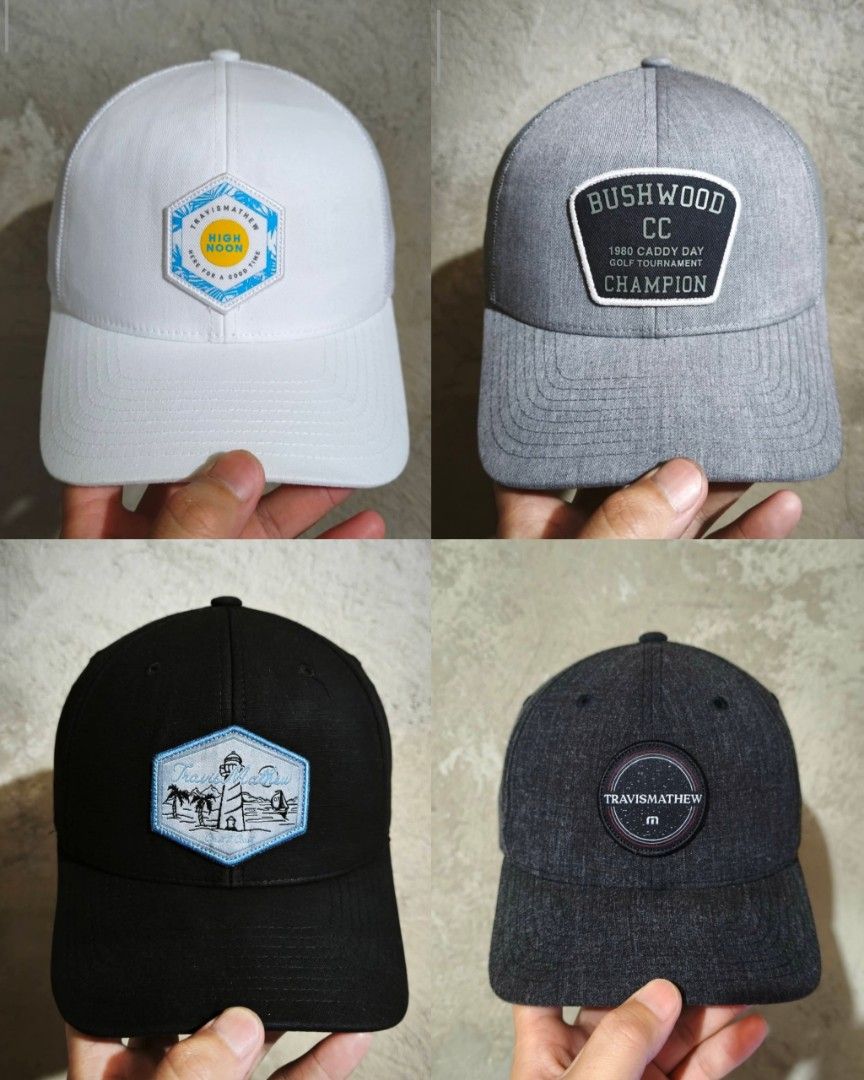 4 PCS TRAVIS MATHEW GPLF HATS (Category: Golf) located in Muntinlupa City. Submitted by themakhatter (Listing ID 1461108928, Image 1). Description: 1950 +SF TAKE ALL 4 PCS TRAVIS MATHEW GOLF HATS ALL ARE IN EXCELLENT LIKE NEW CONDITION WASHED AND READY TO WEAR.