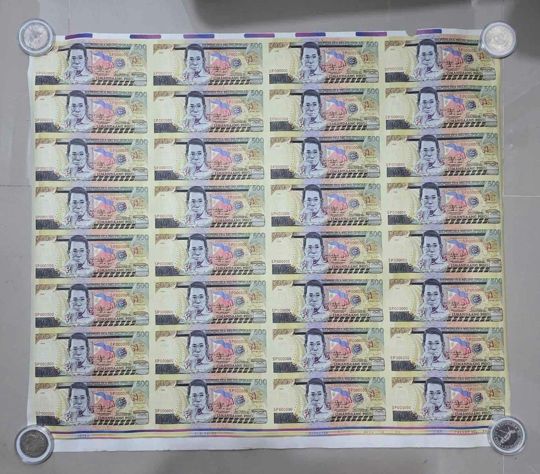 500 Piso SPECIMEN 32 PCS UNCUT SHEET (Category: Everything Else Others) located in Magalang. Submitted by numis_nova.888 (Listing ID 1461002386, Image 1). Description: 32PCS uncut sheet 5 pcs available.