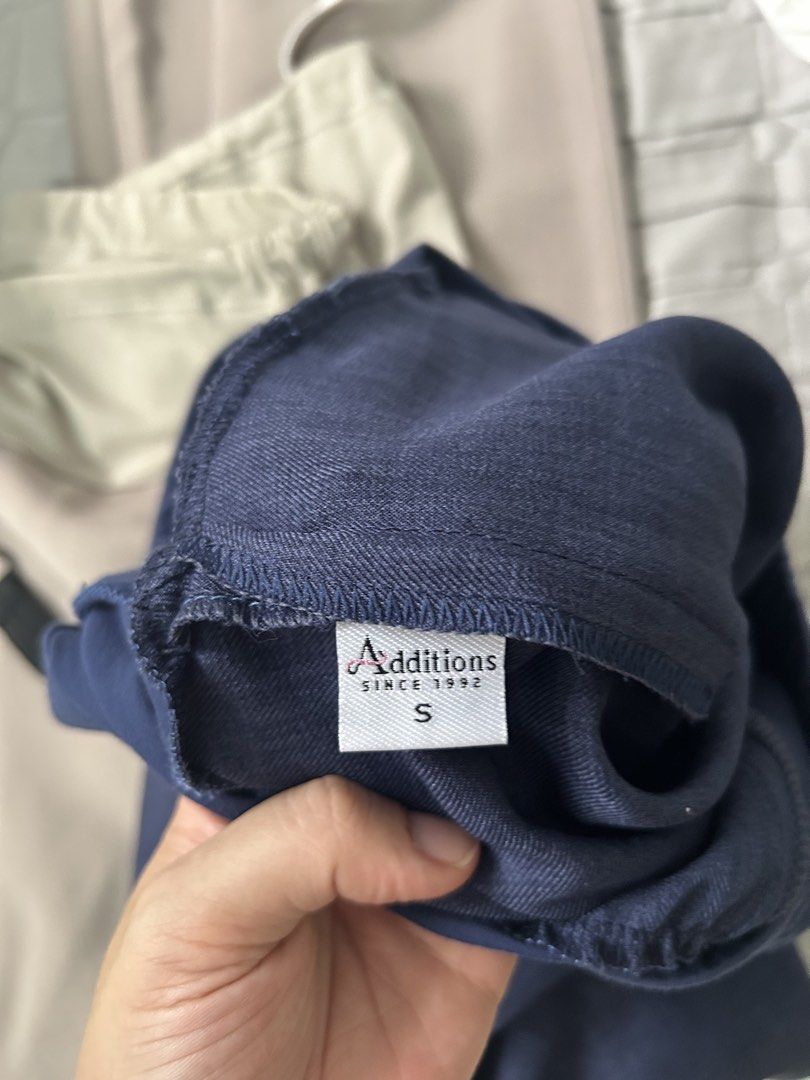 Additions Maternity Pants Navy Blue Size S (Category: Maternity wear) located in Muntinlupa City. Submitted by aidealfind (Listing ID 1461003164, Image 2). Description: - Navy blue maternity pants - Brand: Additions - Size: S - Features a comfortable waistband designed for a growing belly - Straight leg cut - Ideal for everyday wear throughout pregnancy.