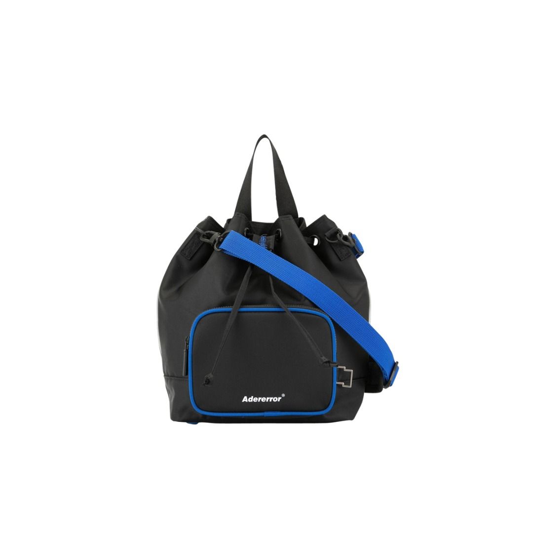 ADER error Black Nylon Drawstring Bucket Bag (Category: Luxury Bags & Wallets) located in Malay. Submitted by junelformentera (Listing ID 1461009017, Image 1). Description: - Authentic ADER error bucket bag - Made in Korea - Material: Nylon with Polyester lining - Features: Front zip pocket with blue trim, drawstring closure, internal magnetic snap closure - Season: 2019 Spring Summer - Product Code: 19ASSBA02BK3 w/ minimal issue see photos.