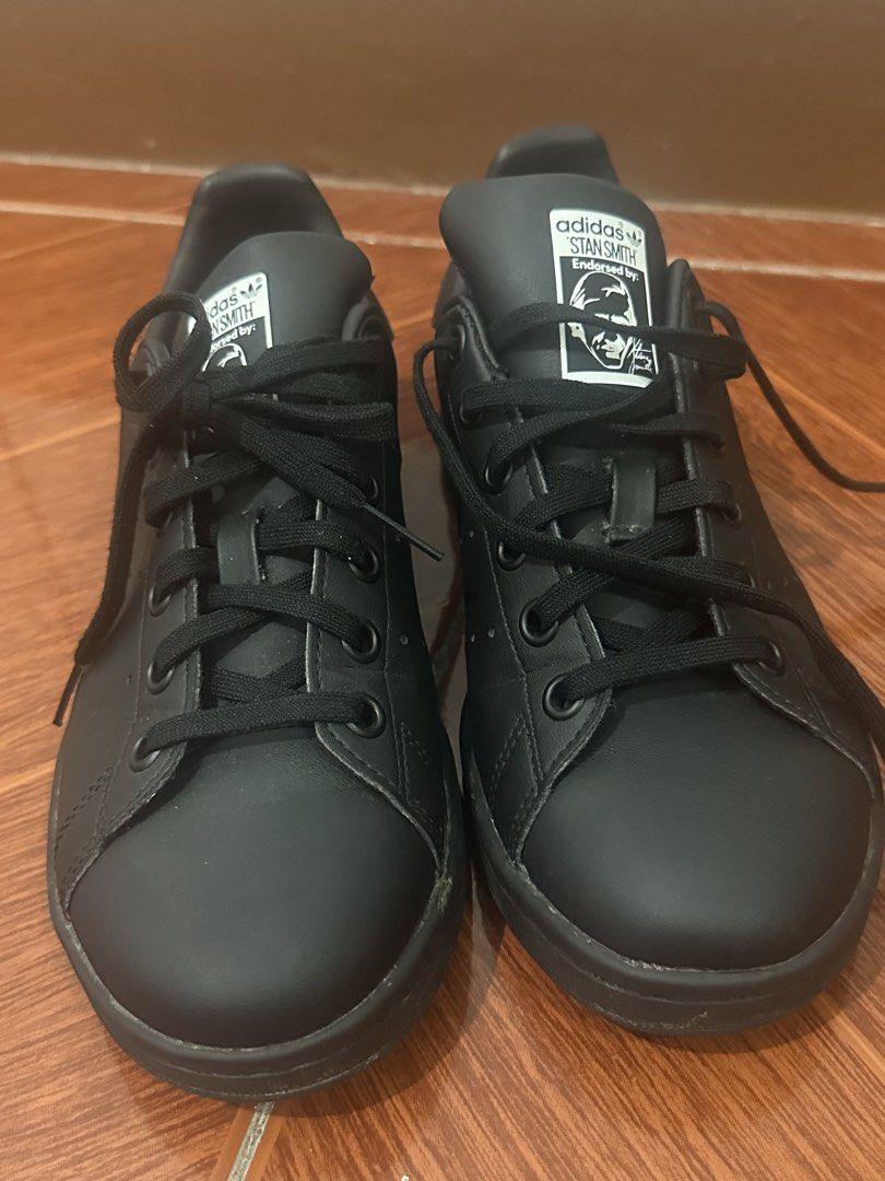 Adidas Stan Smith Black Sneakers (Category: Sneakers) located in Subic. Submitted by ljsallitnof (Listing ID 1461029779, Image 1). Description: - Classic black Adidas Stan Smith sneakers - Endorsed by Stan Smith - Made in India - Size: 4 UK / 36 EU / 225 JP - A must-have staple for any sneaker collection - Ideal for casual wear.