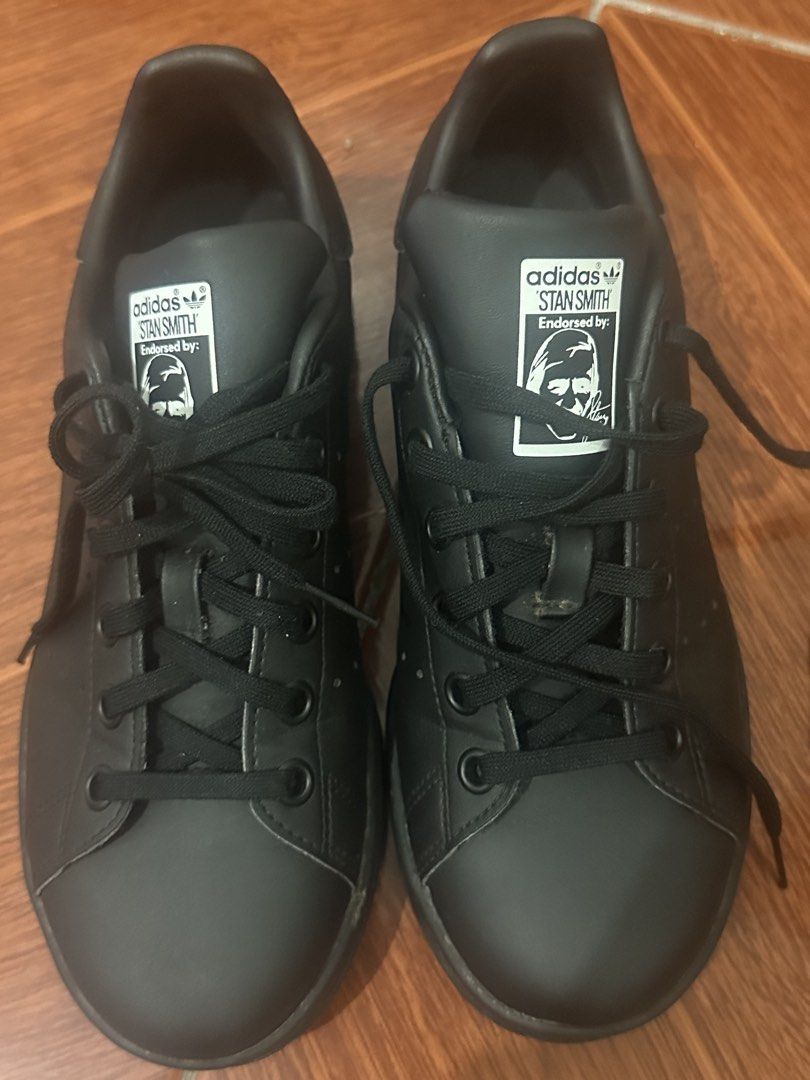 Adidas Stan Smith Black Sneakers (Category: Sneakers) located in Subic. Submitted by ljsallitnof (Listing ID 1461029779, Image 2). Description: - Classic black Adidas Stan Smith sneakers - Endorsed by Stan Smith - Made in India - Size: 4 UK / 36 EU / 225 JP - A must-have staple for any sneaker collection - Ideal for casual wear.