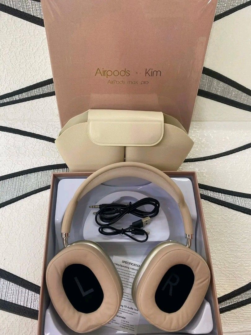 Airpods Max Pro Kim Headphones (Category: Headphones & Headsets) located in Manila. Submitted by marvieobordo (Listing ID 1460942233, Image 2). Description: - Brand new Airpods Max Pro Kim headphones - Comes in original packaging - Includes protective case - Includes charging cable - Available colors: Beige, Tan, Brown - Features great sound quality - Comfortable earcups for extended wear - Perfect for music lovers on the go.