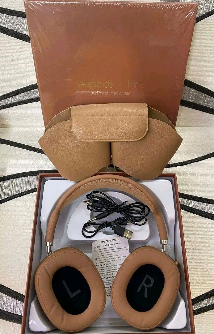 Airpods Max Pro Kim Headphones (Category: Headphones & Headsets) located in Manila. Submitted by marvieobordo (Listing ID 1460942233, Image 3). Description: - Brand new Airpods Max Pro Kim headphones - Comes in original packaging - Includes protective case - Includes charging cable - Available colors: Beige, Tan, Brown - Features great sound quality - Comfortable earcups for extended wear - Perfect for music lovers on the go.