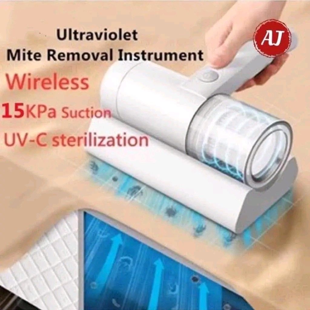 AJ Dust Mite Vacuum Cleaner - Wireless UV Sterilization (Category: Vacuum Cleaner & Housekeeping) located in Manila. Submitted by marvieobordo (Listing ID 1460930143, Image 3). Description: - Powerful 15KPa suction to remove dust mites and allergens. - Wireless and rechargeable for ultimate convenience. - UV-C sterilization kills 99.9% of mites. - Effectively cleans visible dander, hair, and dust. - Perfect for deep cleaning mattresses, sofas, an