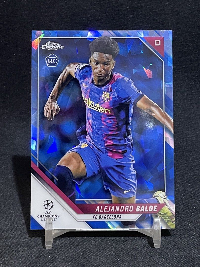 Alejandro Balde Sapphire Topps Chrome Rookie RC (Category: Raw Singles) located in Muntinlupa City. Submitted by shiganshina_collectibles (Listing ID 1461052123, Image 1). Description: Modern Rookie RC Football Soccer Card Loc: Quezon City MoP: GCash or Maya MoD: LBC or Lalamove.